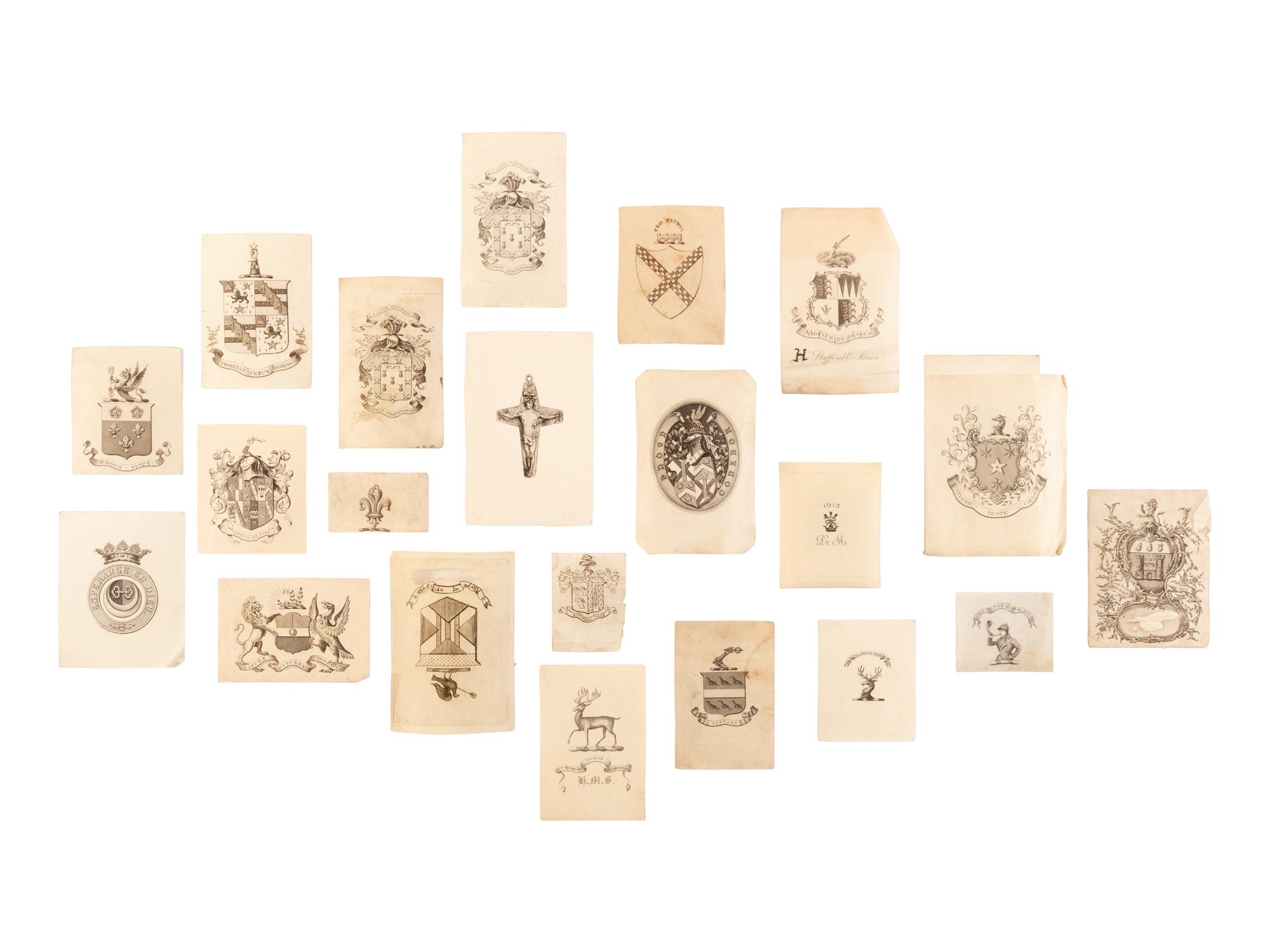 [BOOKPLATES]. A large group of armorial and modern bookplates, ca. 18th-20th centuries.