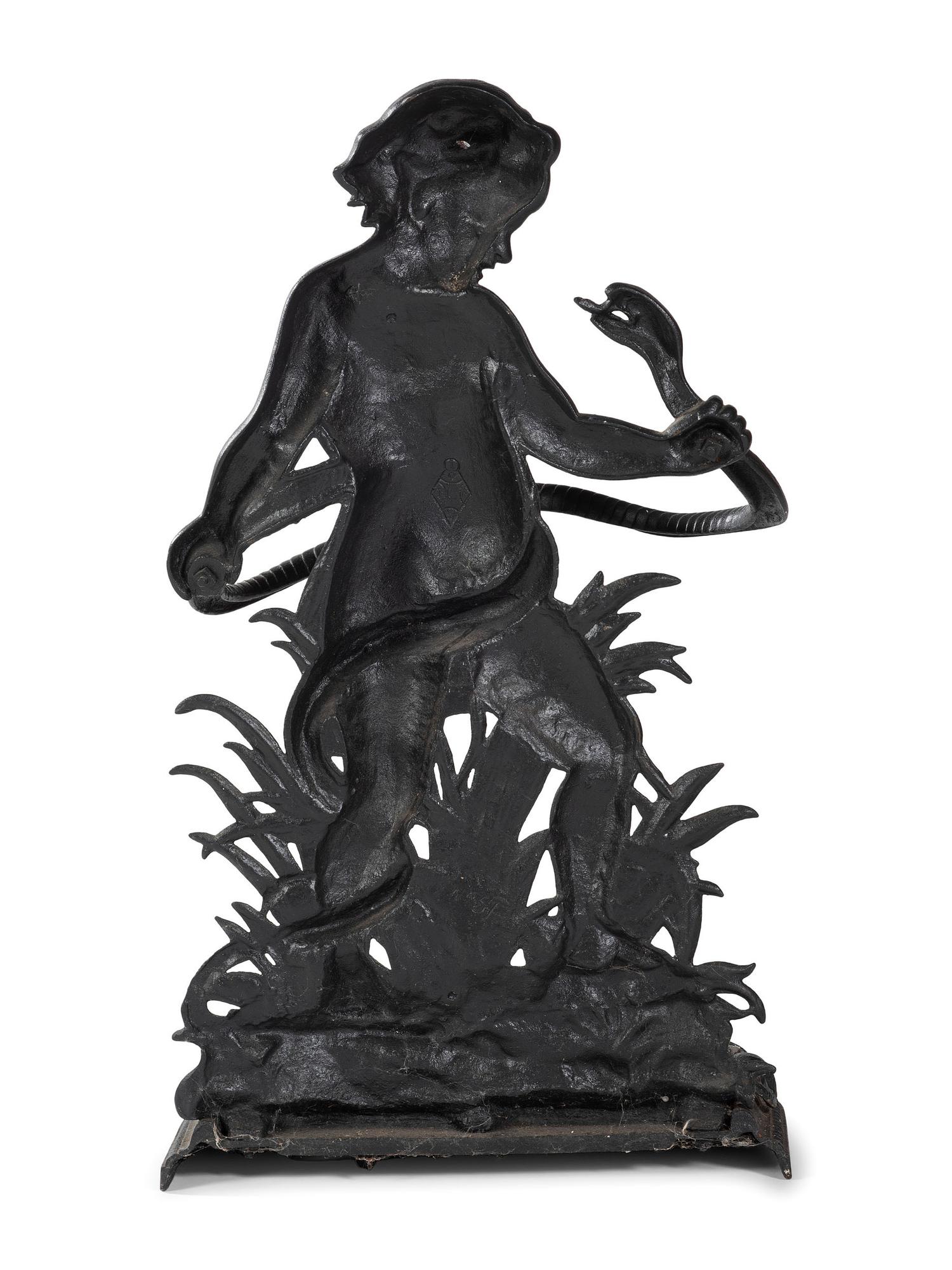 A Cast Iron Putto and Serpent Umbrella Stand