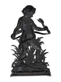 A Cast Iron Putto and Serpent Umbrella Stand