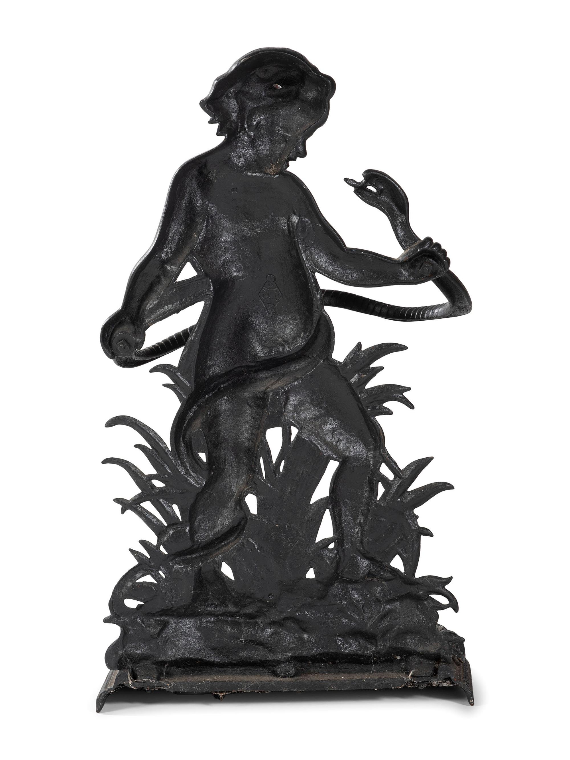 A Cast Iron Putto and Serpent Umbrella Stand