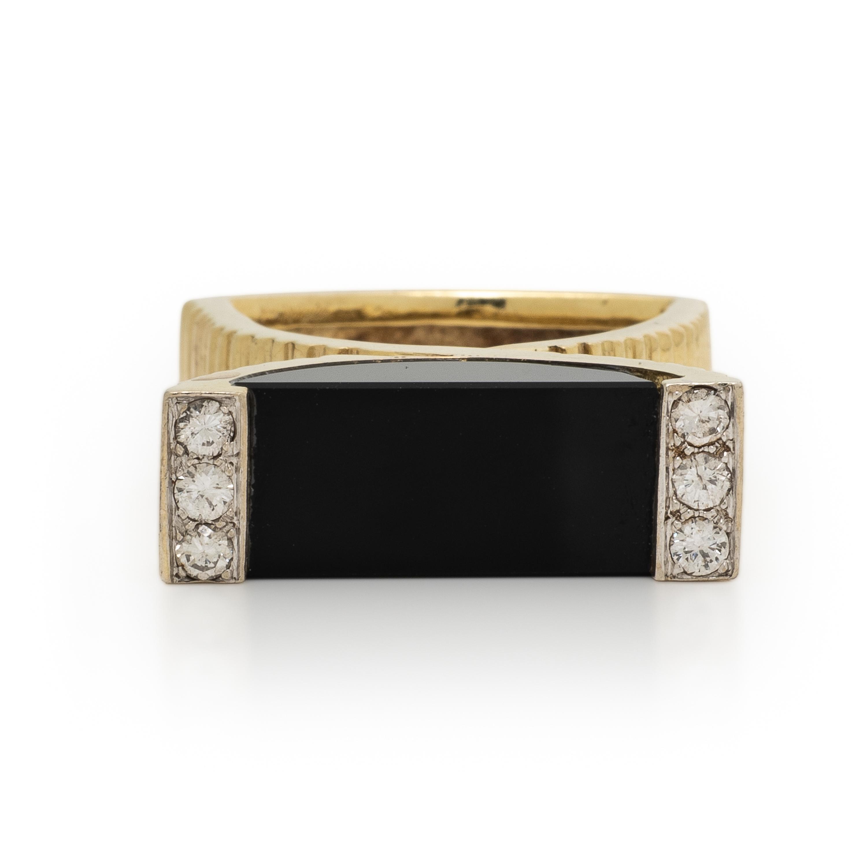 La Triomphe, Onyx, Diamond, and Yellow Gold Ring