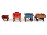 Ten Tin and Pressed Steel Toy Trucks and Wagons