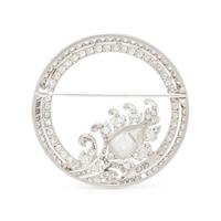 DIAMOND AND PLATINUM CIRCLE BROOCH