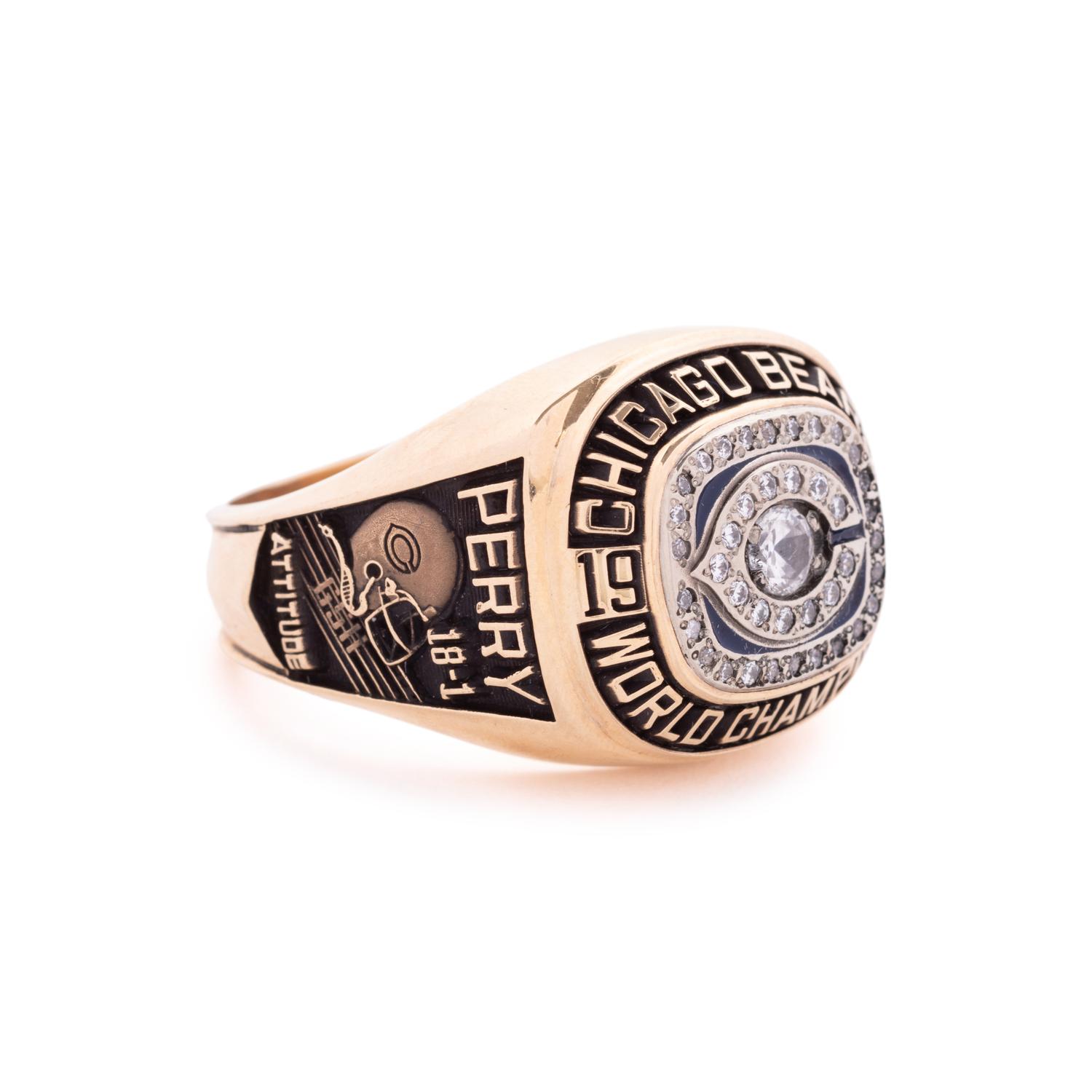 A Rare Jostens 1985 Chicago Bears Super Bowl XX Championship Salesman Sample Ring Crafted to William "The Refrigerator" Perry's Size With Original Presentation Box