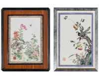 Two Chinese Famille Rose 'Flowers' Porcelain Hanging Panels