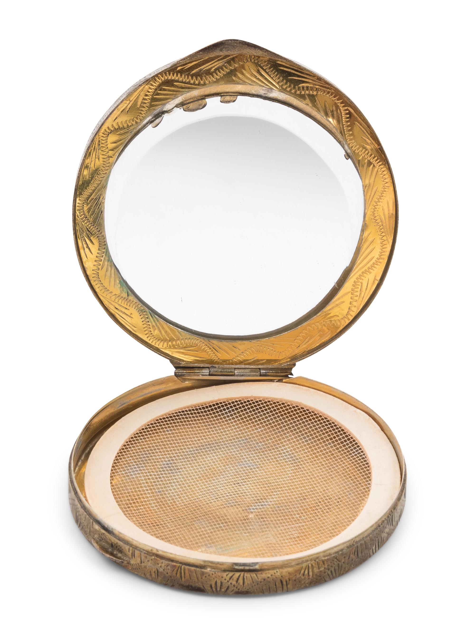 A German Silver and Enamel Compact