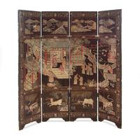 A Chinese Lacquered Four Panel Floor Screen