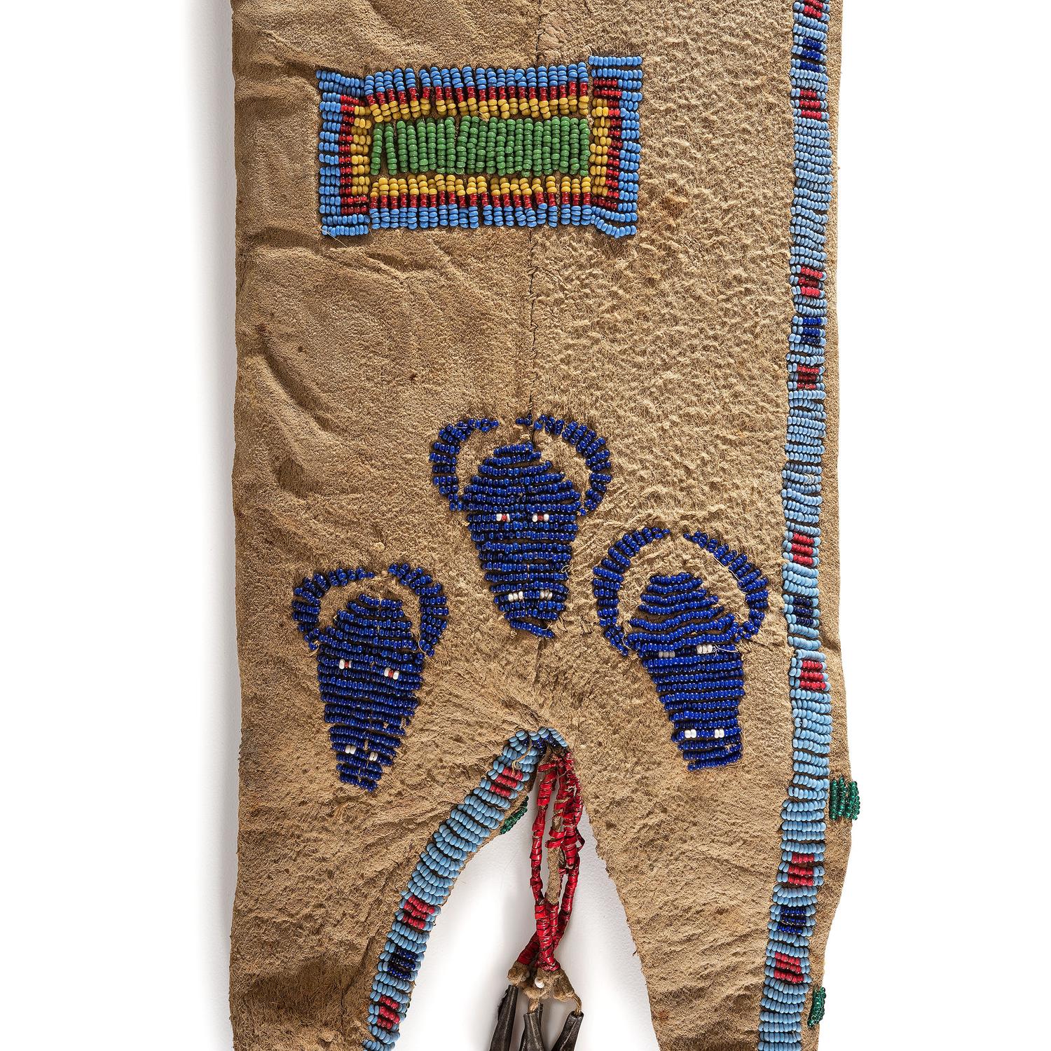 Cheyenne Beaded Hide Tobacco Bag, Pictorial