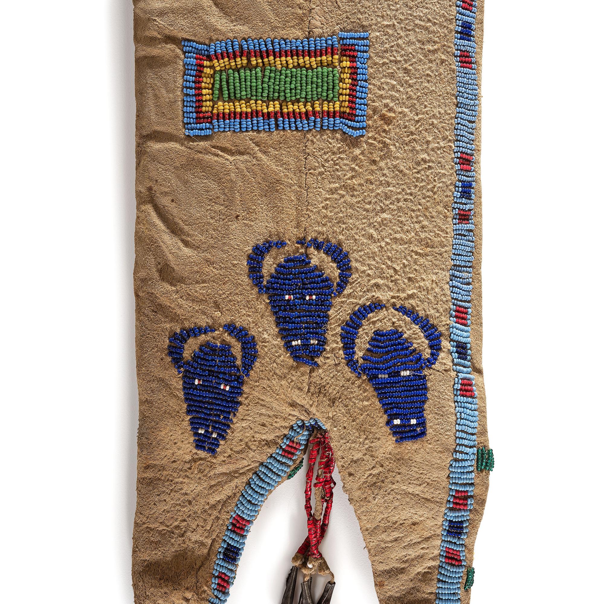 Cheyenne Beaded Hide Tobacco Bag, Pictorial