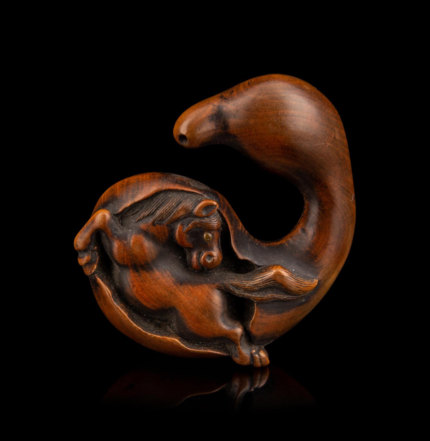 Three Japanese Carved Boxwood Netsuke
