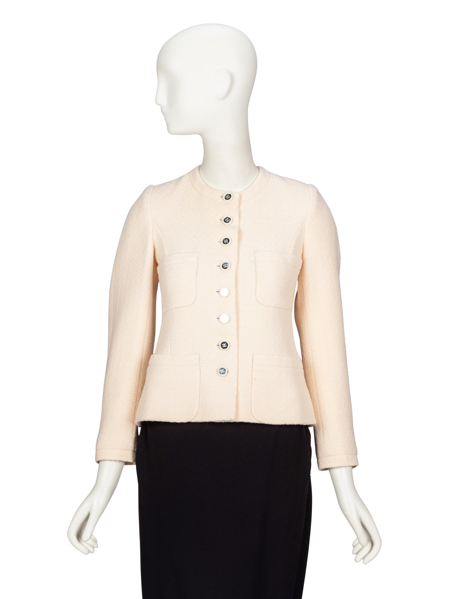 CHANEL, CREAM TWEED CARDIGAN JACKET