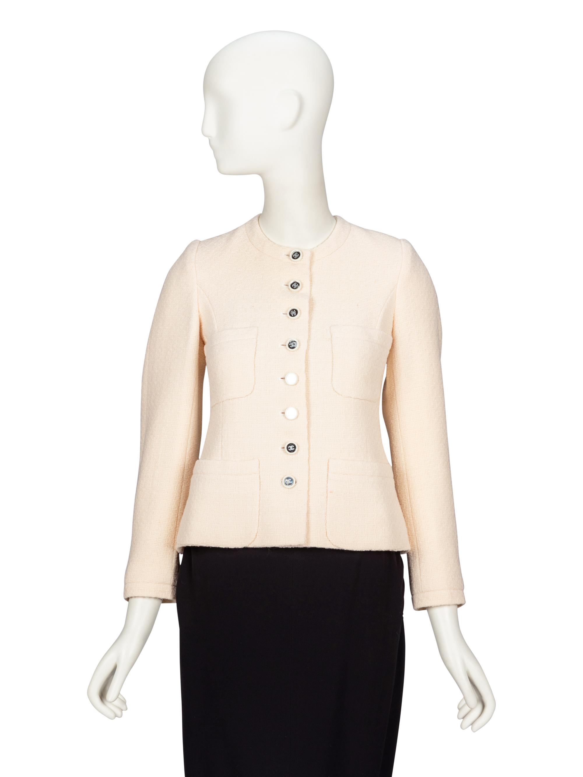CHANEL, CREAM TWEED CARDIGAN JACKET