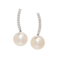 CULTURED PEARL AND DIAMOND EARRINGS