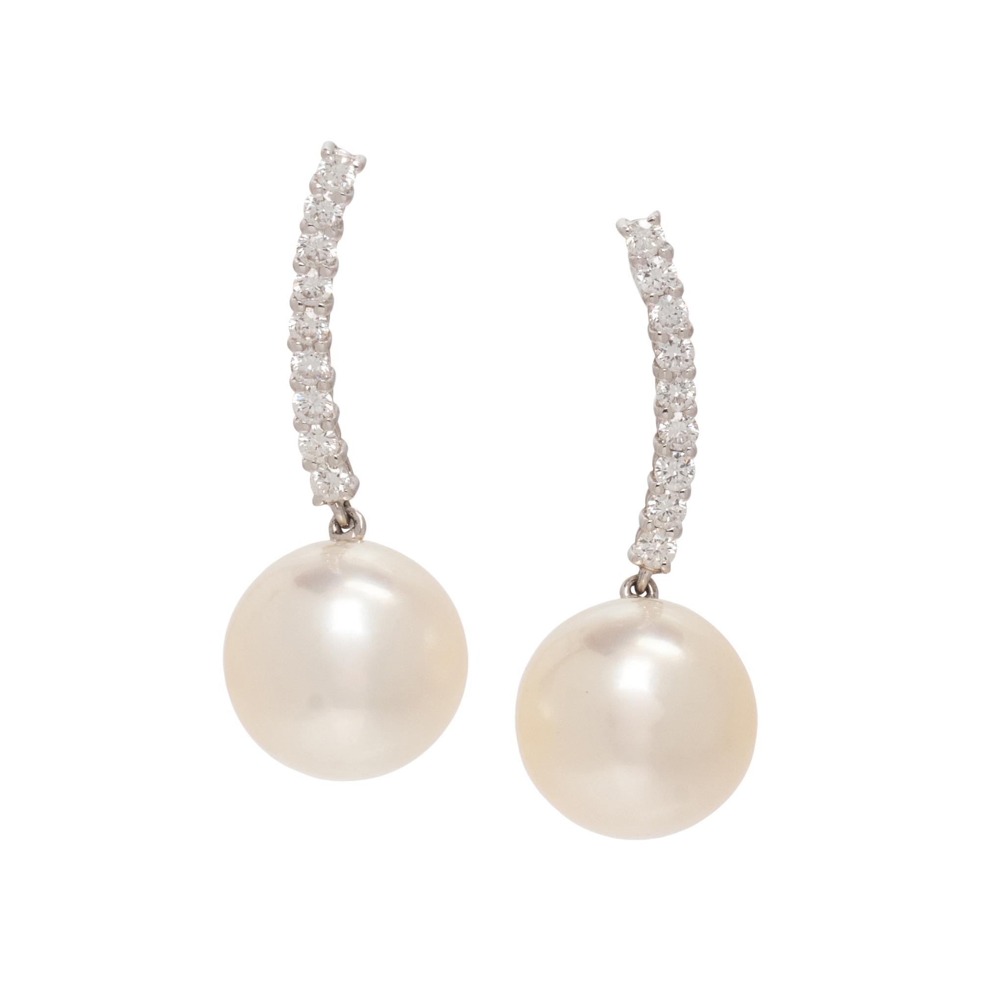 CULTURED PEARL AND DIAMOND EARRINGS