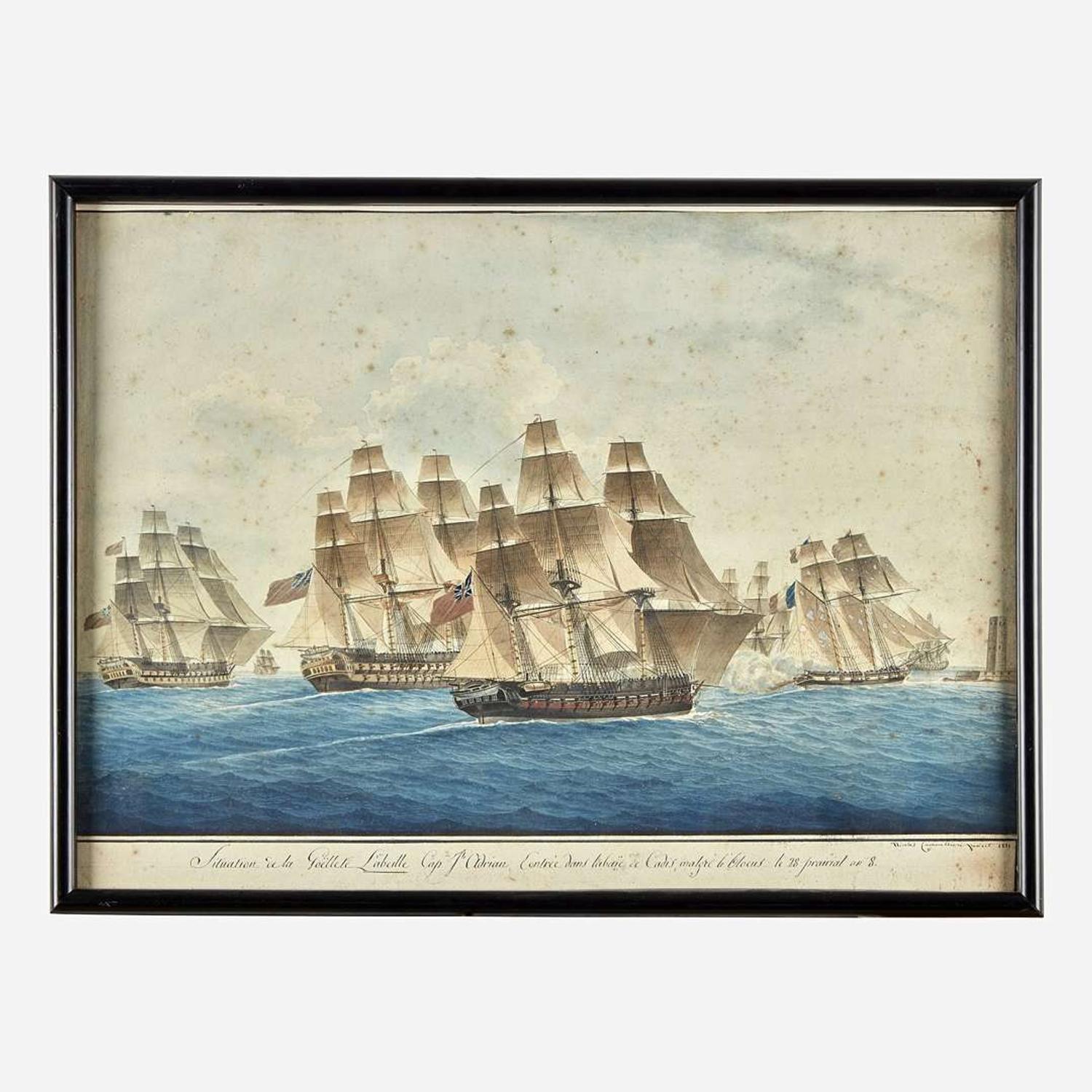 Nicholas Cammillieri (Italian, 1762–1860) Combat du Corsaire 'La Mouche;' together with a companion