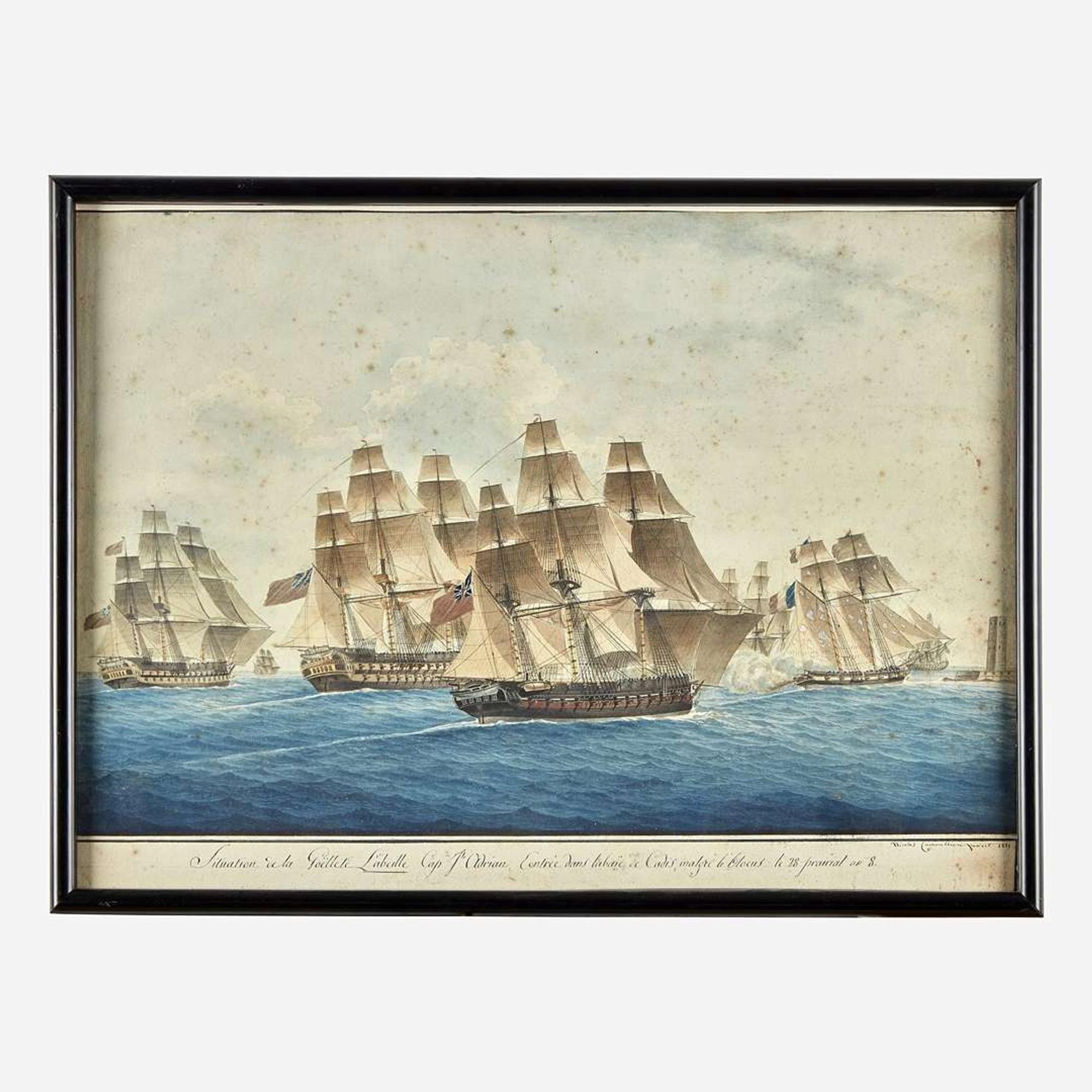 Nicholas Cammillieri (Italian, 1762–1860) Combat du Corsaire 'La Mouche;' together with a companion