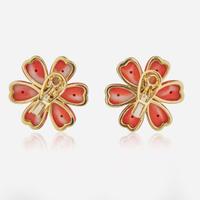 A Pair of 18K Yellow Gold, Coral, and Diamond Earrings