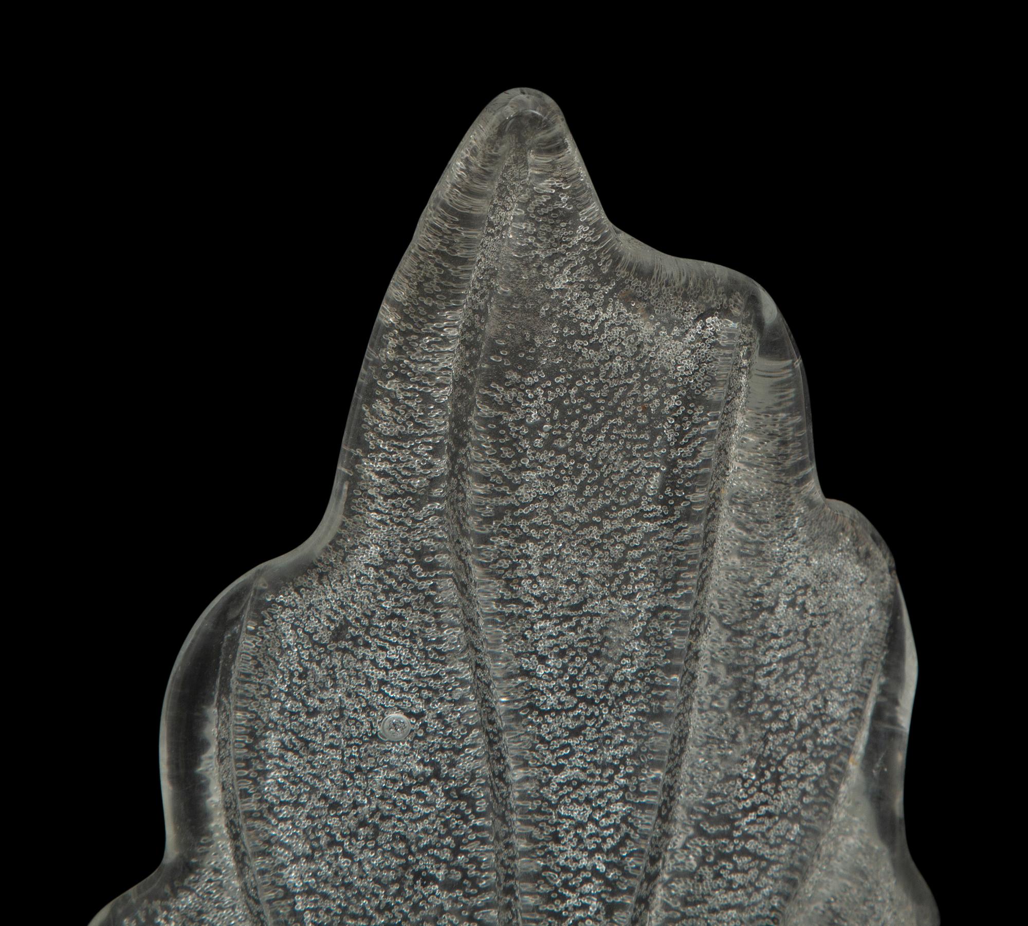 A Pair of Molded Glass Leaf-Form Single-Light Lamps