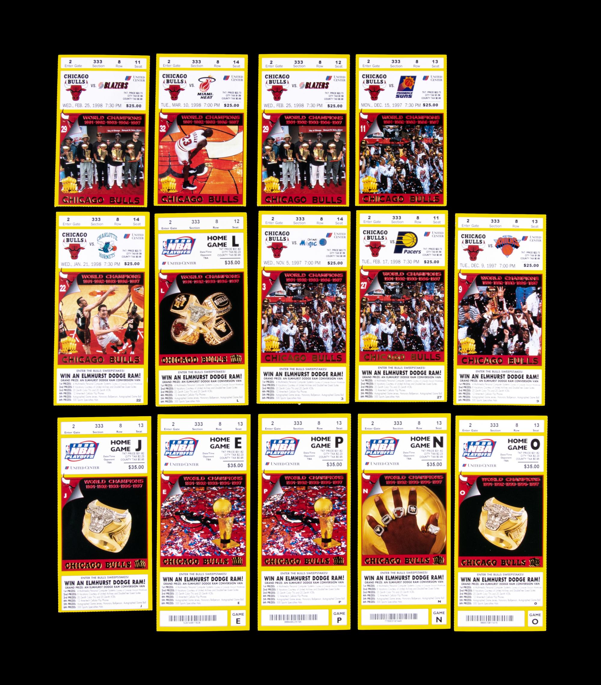 A Group of 14 Michael Jordan Chicago Bulls Tickets from the 1997-98 Season
