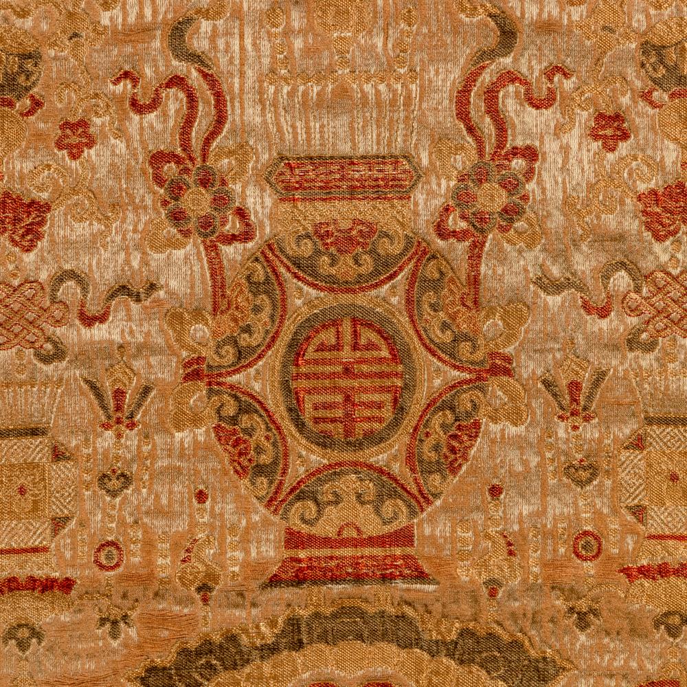 Two Chinese Silk Rectangular Panels, 19th Century 清晚期 織錦壽字紋椅披及石青緞牡丹紋綉片一幅