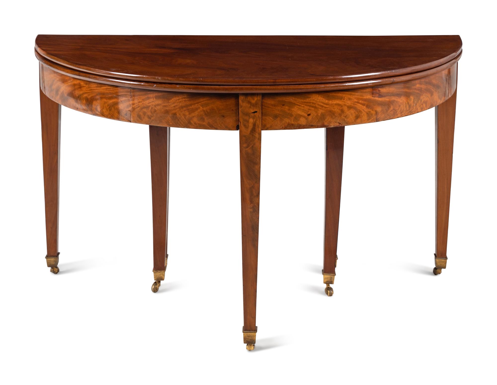 A George III Style Mahogany Demilune Extension Dining Table