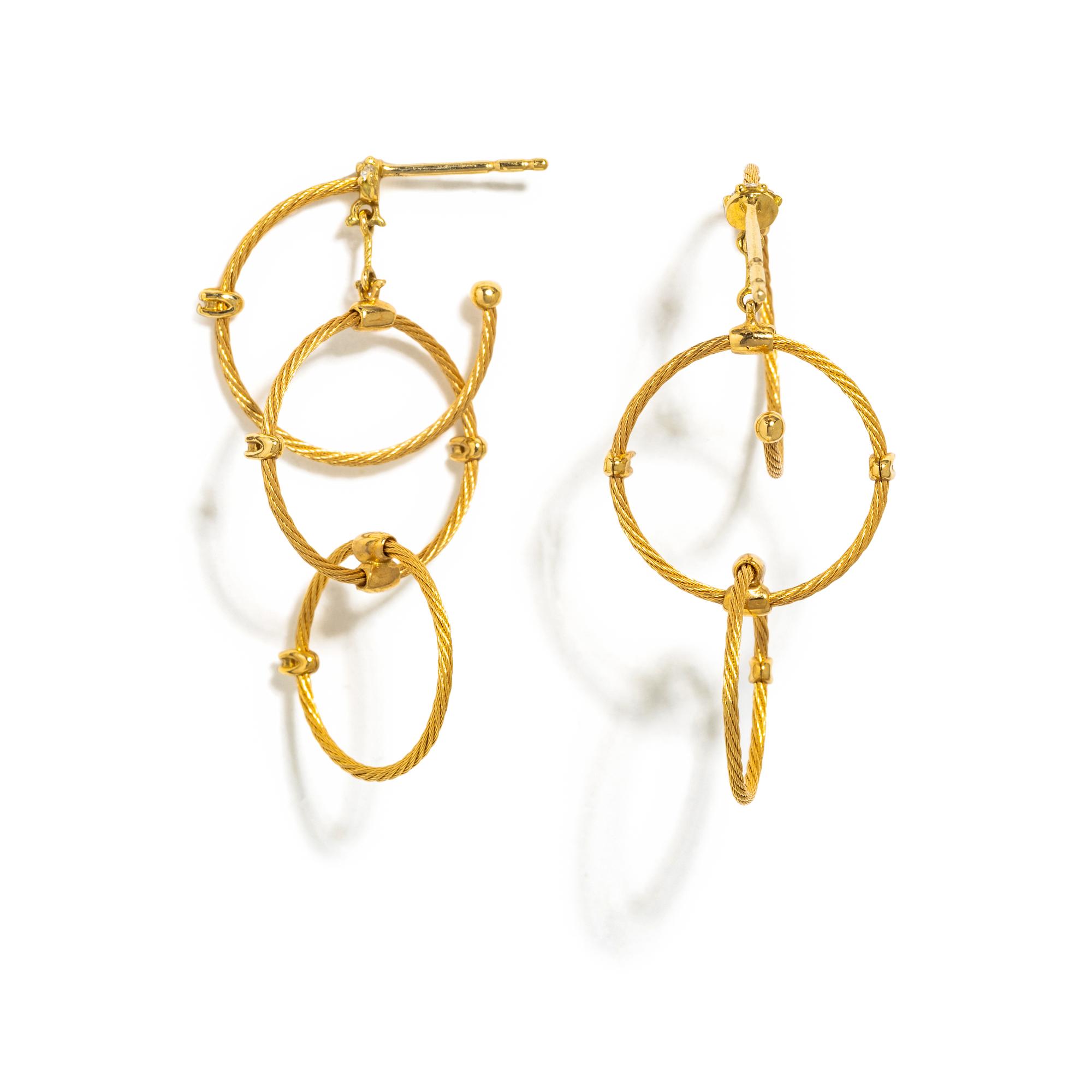 PAUL MORELLI, YELLOW GOLD AND DIAMOND EARRINGS