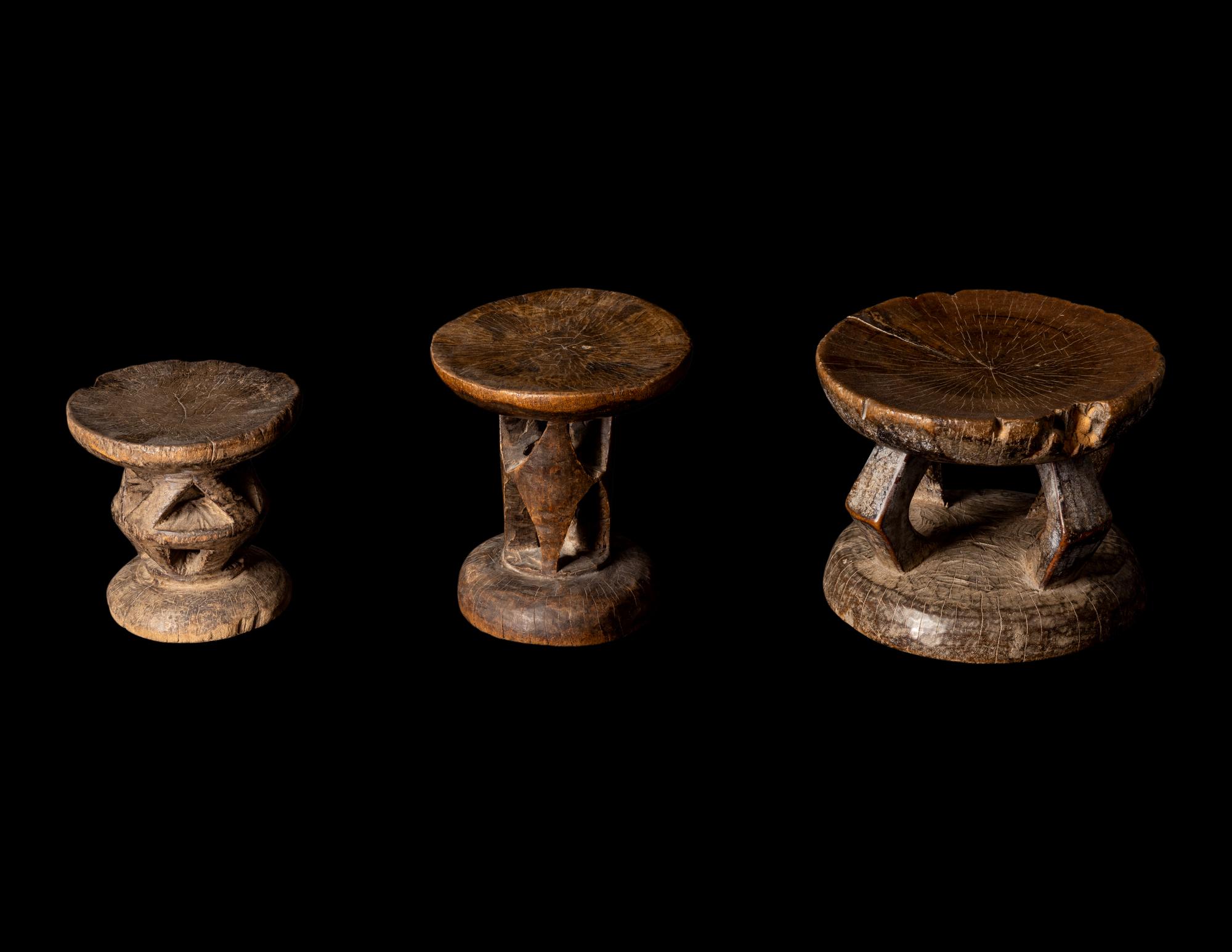 Three Tonga Wood Stools