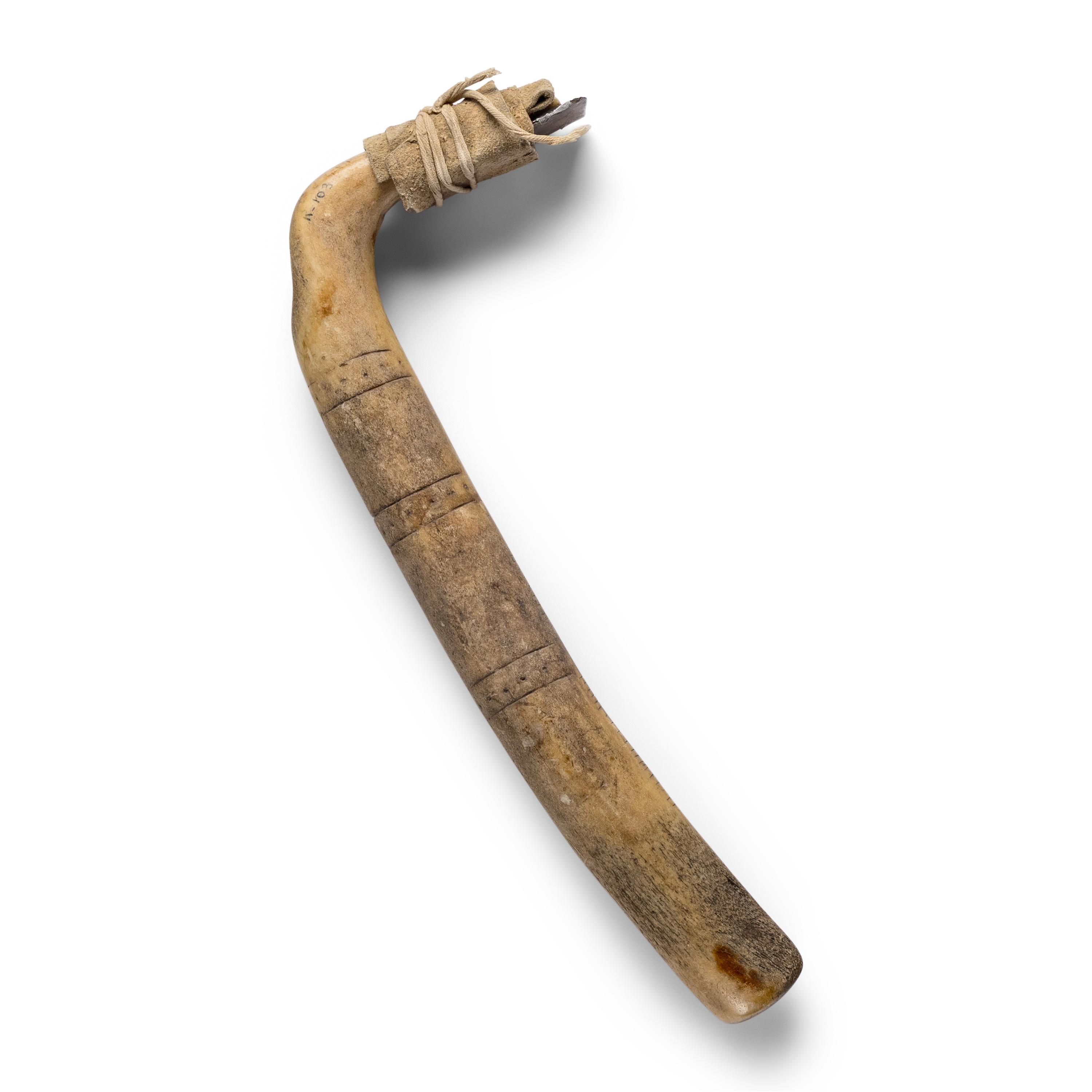 Plains Decorated Elk Antler Scraper