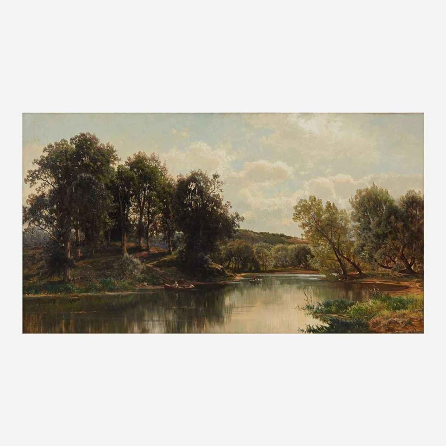 Carl Weber (German, 1855-1935) Boating on the Brandywine