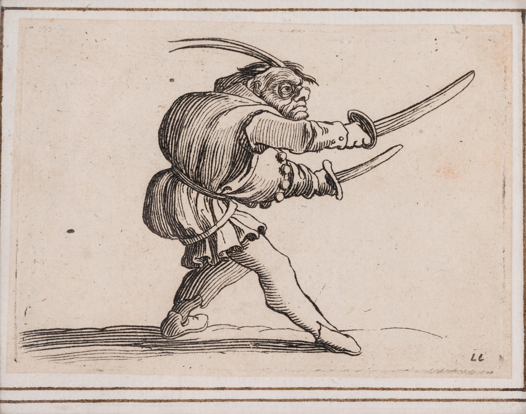 A pair of etchings (one from Les Petites Misères de la Guerre, the other from Gobbi)