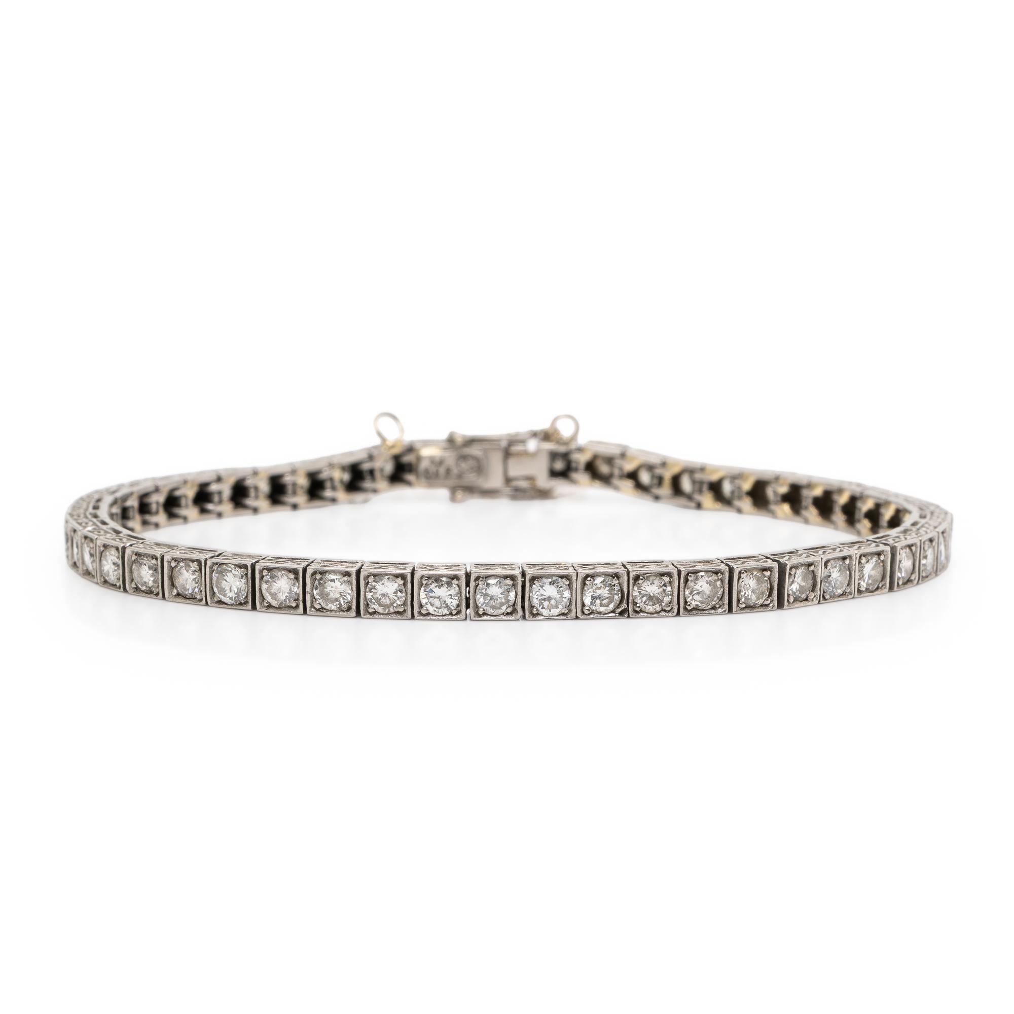 Platinum and Diamond Line Bracelet