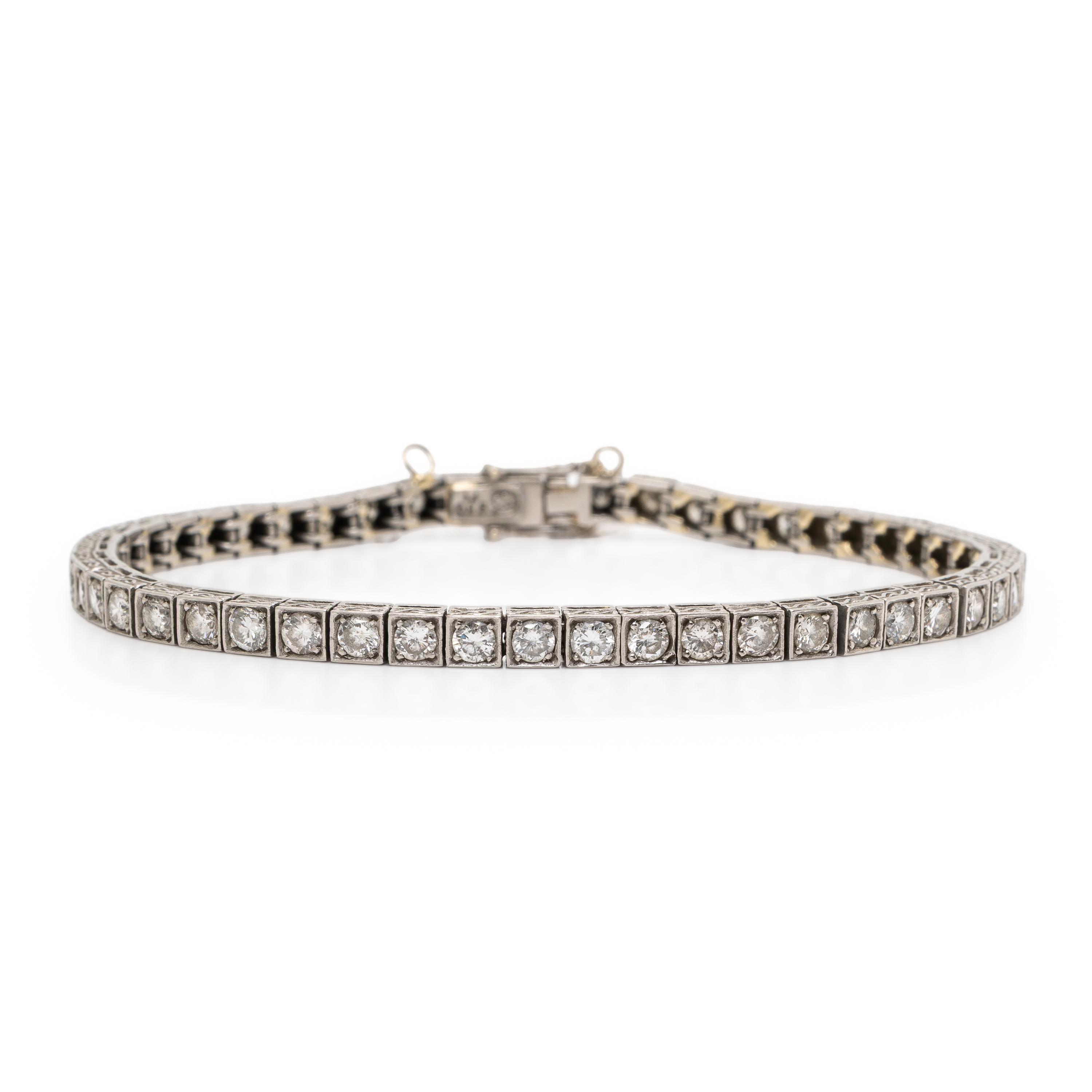 Platinum and Diamond Line Bracelet