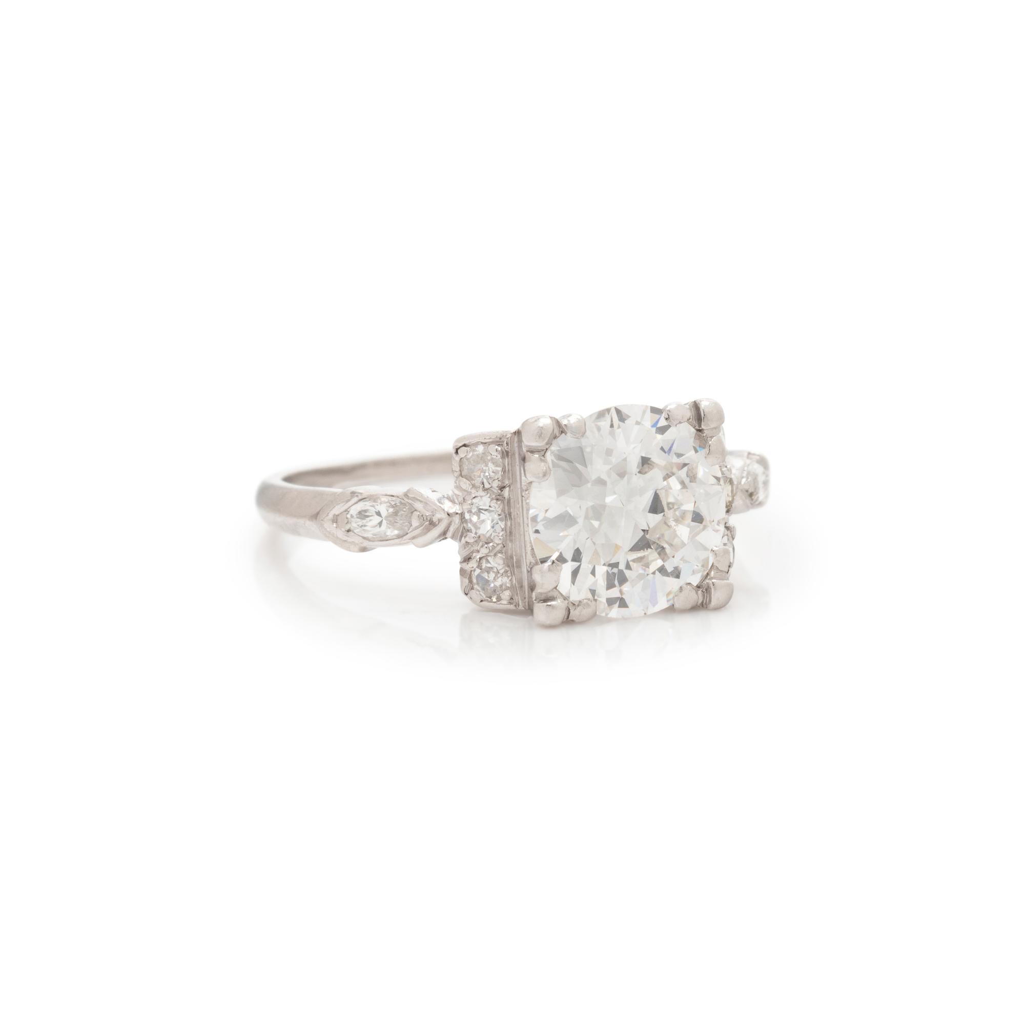 ANTIQUE, PLATINUM AND DIAMOND RING