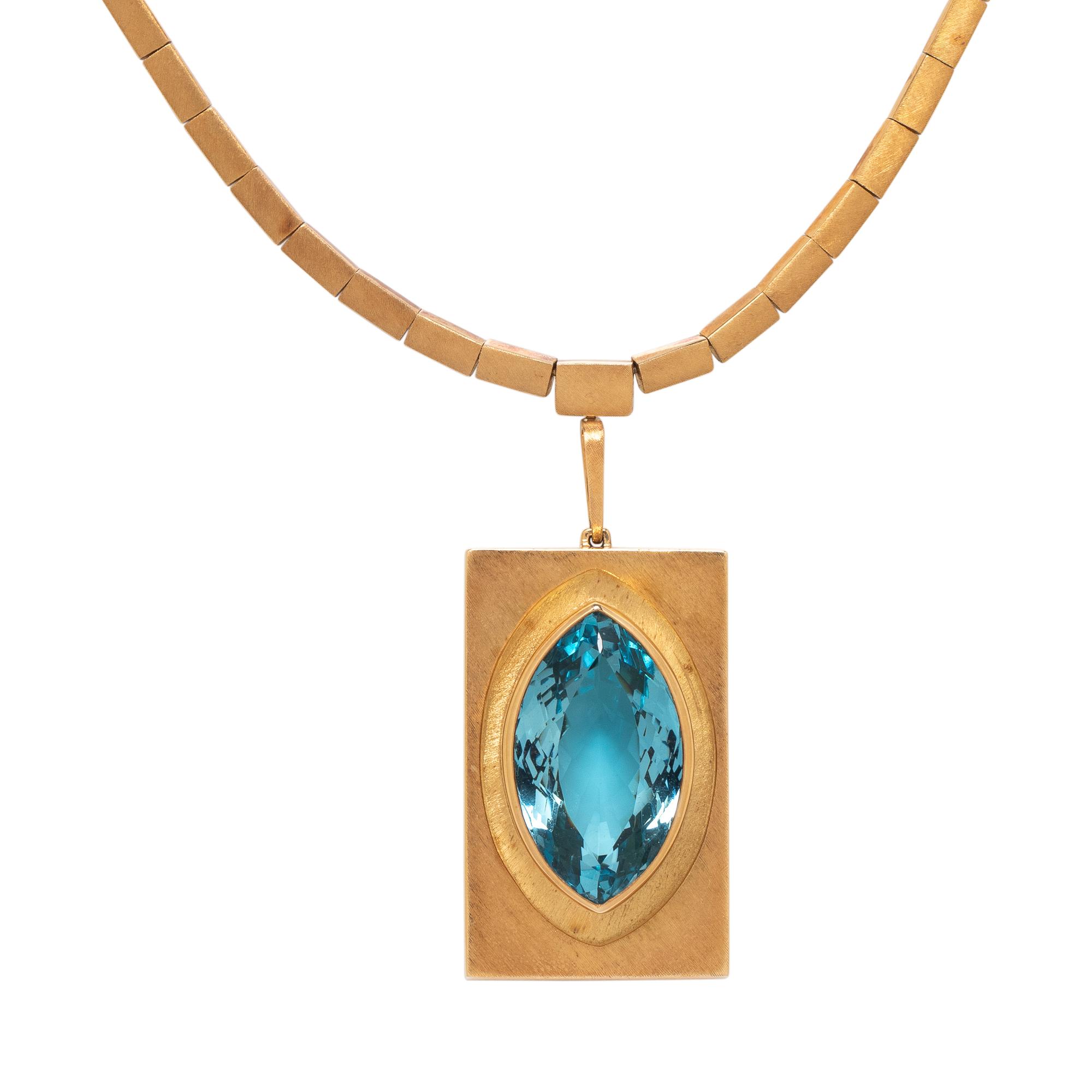 BURLE MARX, YELLOW GOLD AND BLUE TOPAZ NECKLACE