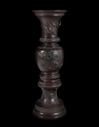 A Large Japanese Patinated Bronze Floor Vase