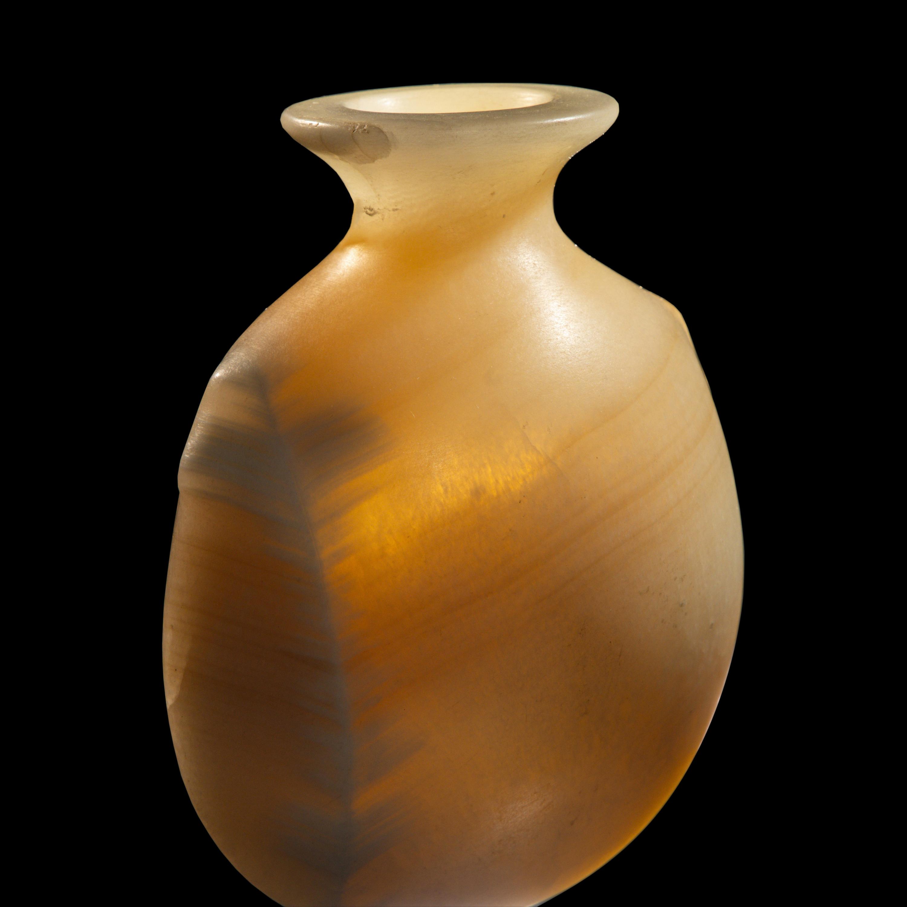 An Egyptian Alabaster Pilgrim Flask