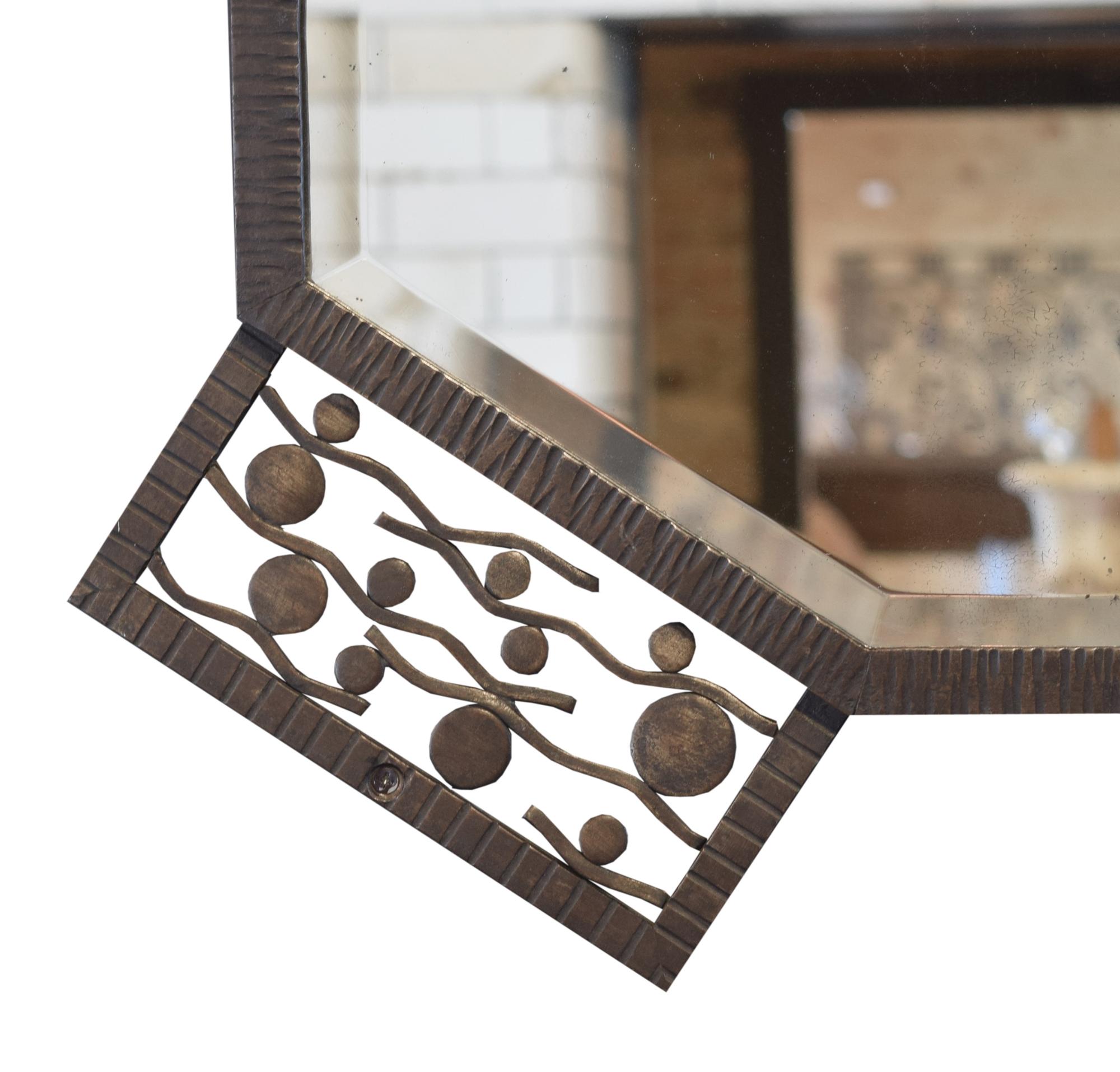 A Fer Forge Mirror 36.5" W x .75" D x 26" H — France, Circa 1930