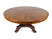 A Regency Crotch Mahogany Sunburst Inlaid Center Table — 19TH CENTURY