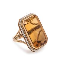 CITRINE AND SEED PEARL RING