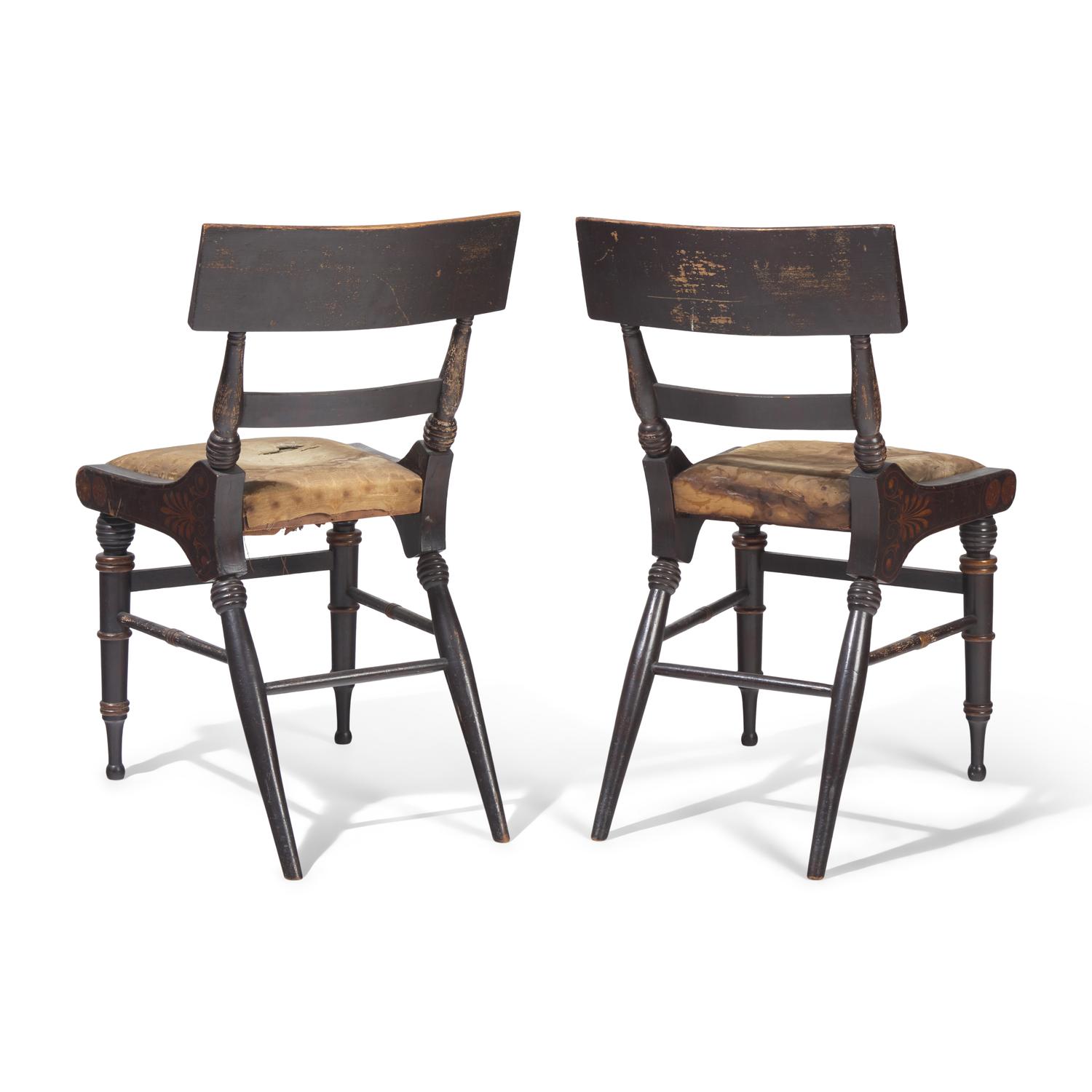 A Pair of Fancy Painted Klismos Side Chairs