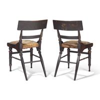 A Pair of Fancy Painted Klismos Side Chairs