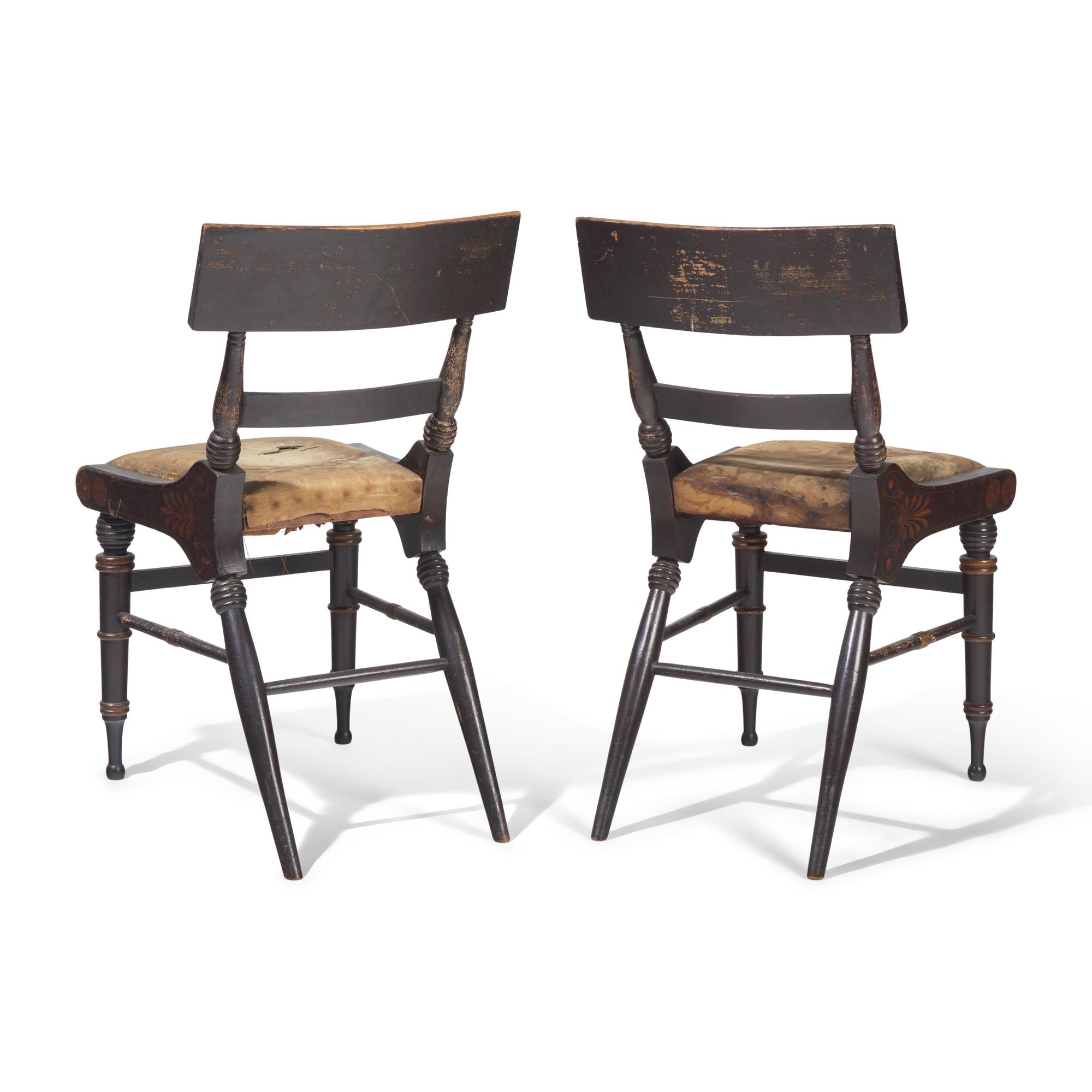 A Pair of Fancy Painted Klismos Side Chairs