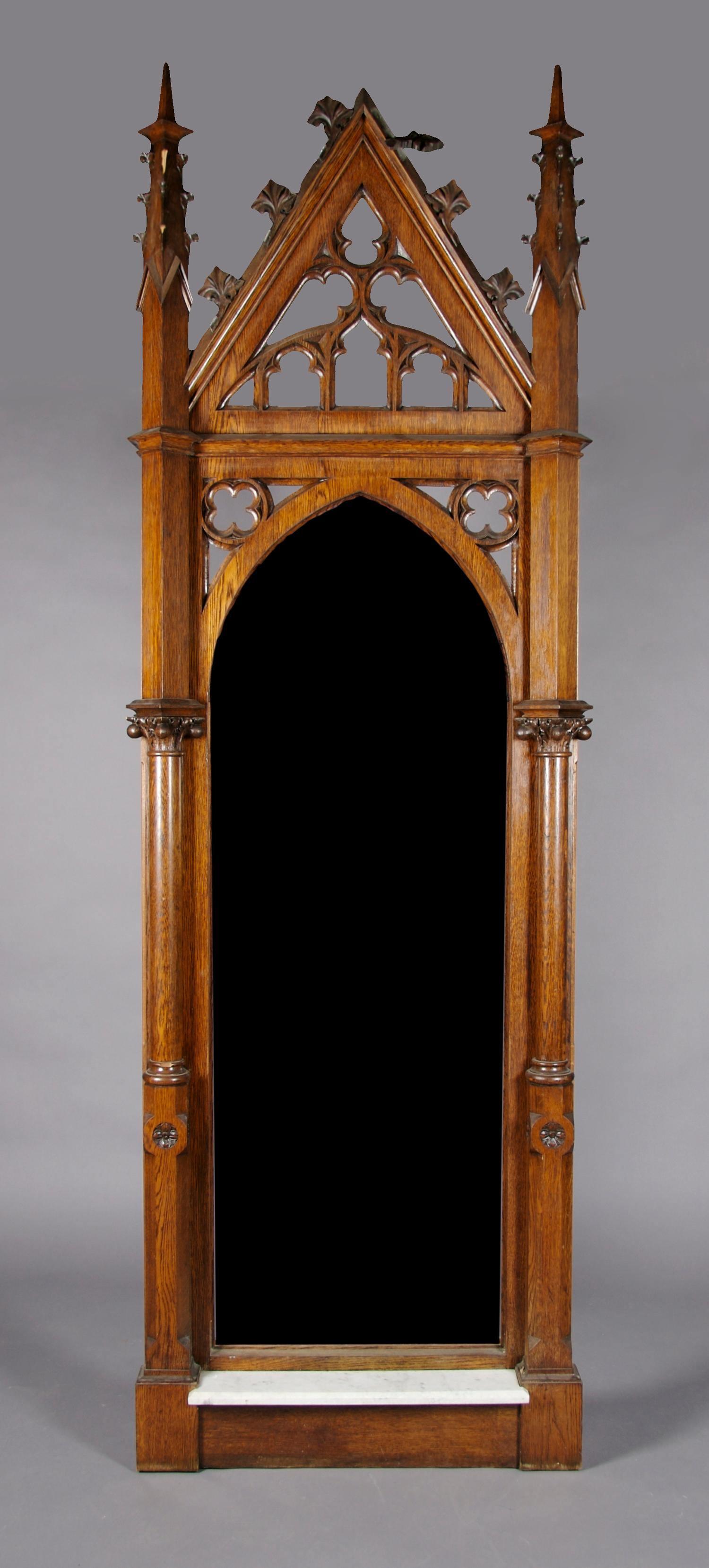 A Gothic Revival Pier Mirror, Height approximately 9 1/2 feet.