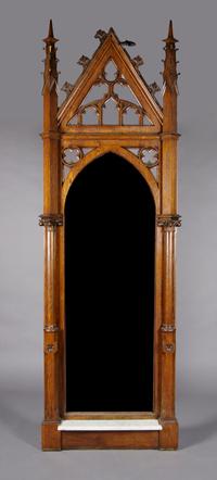 A Gothic Revival Pier Mirror, Height approximately 9 1/2 feet.