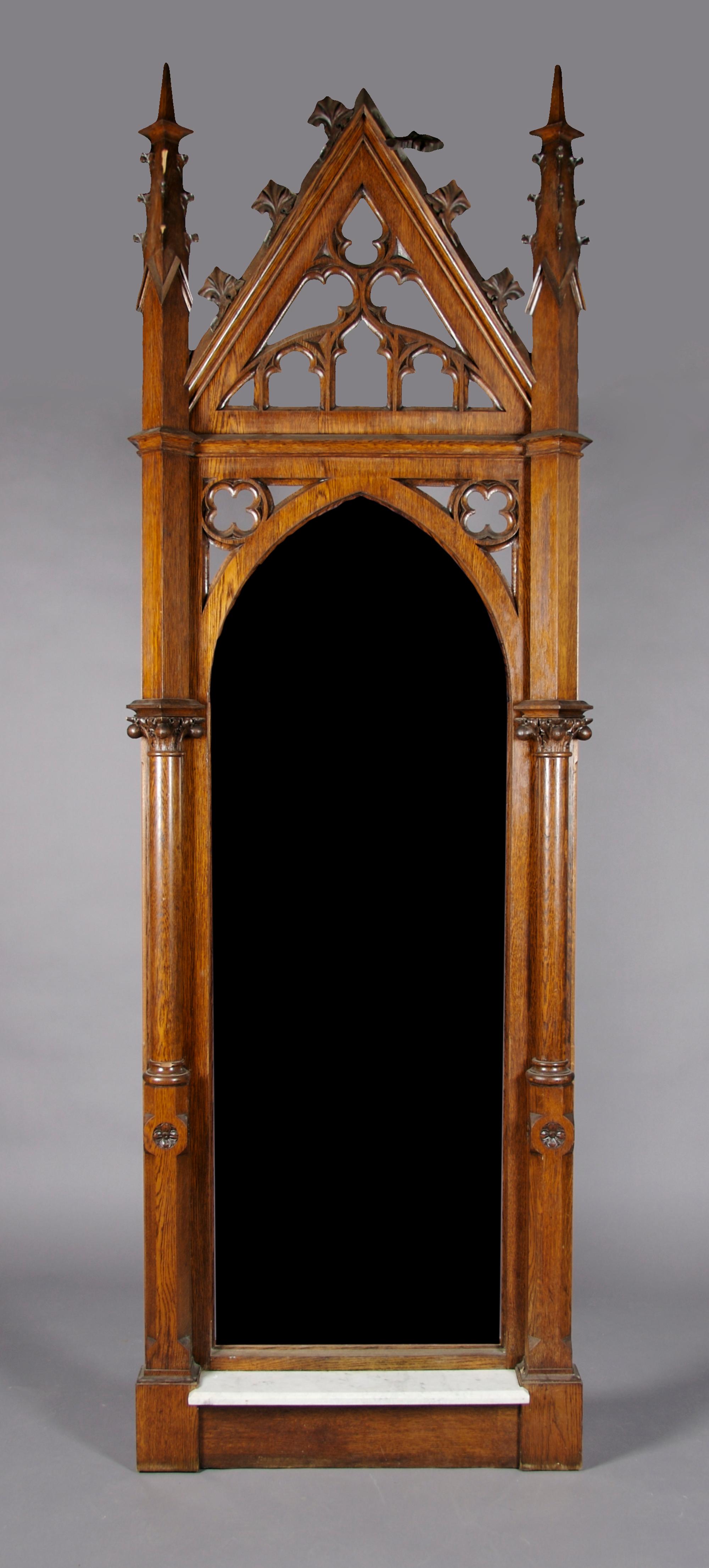 A Gothic Revival Pier Mirror, Height approximately 9 1/2 feet.