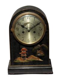 An English Black Japanned Mantel Clock