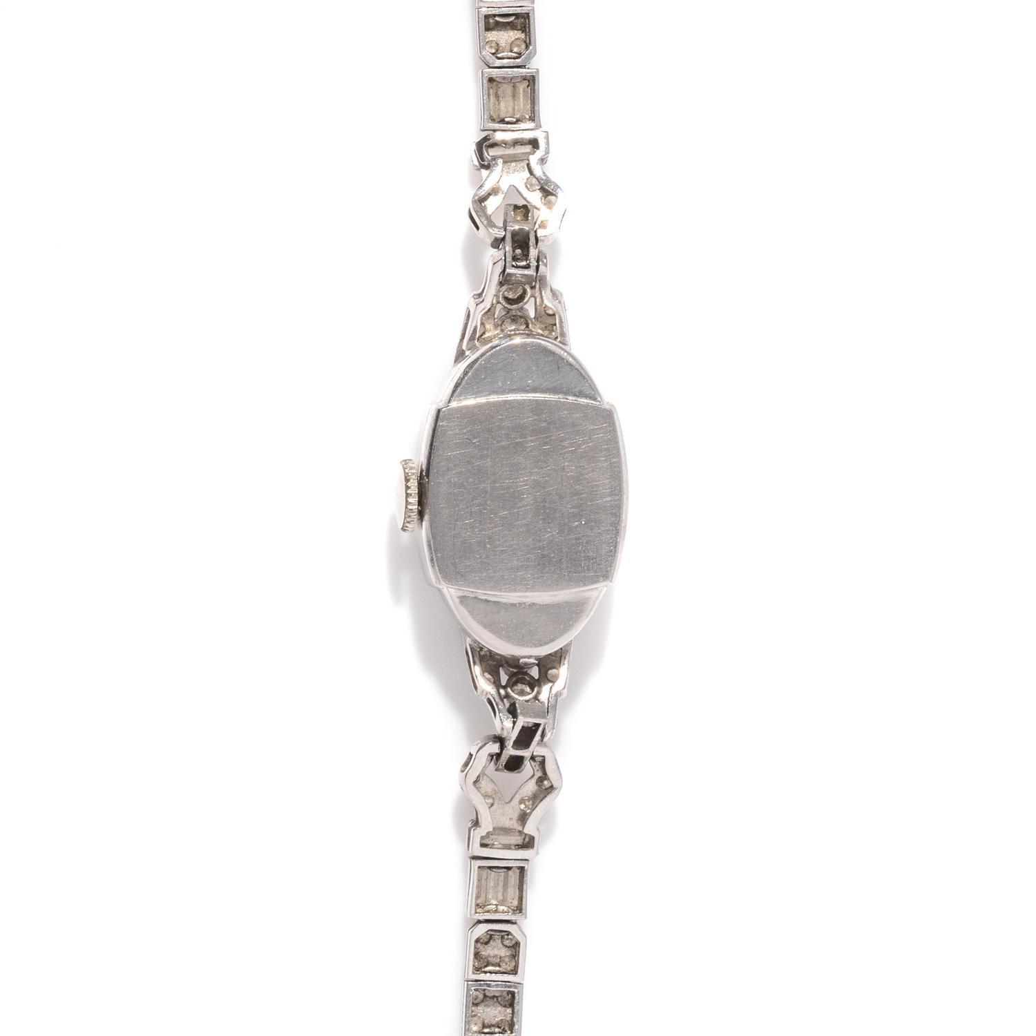 HAMILTON, PLATINUM AND DIAMOND WATCH