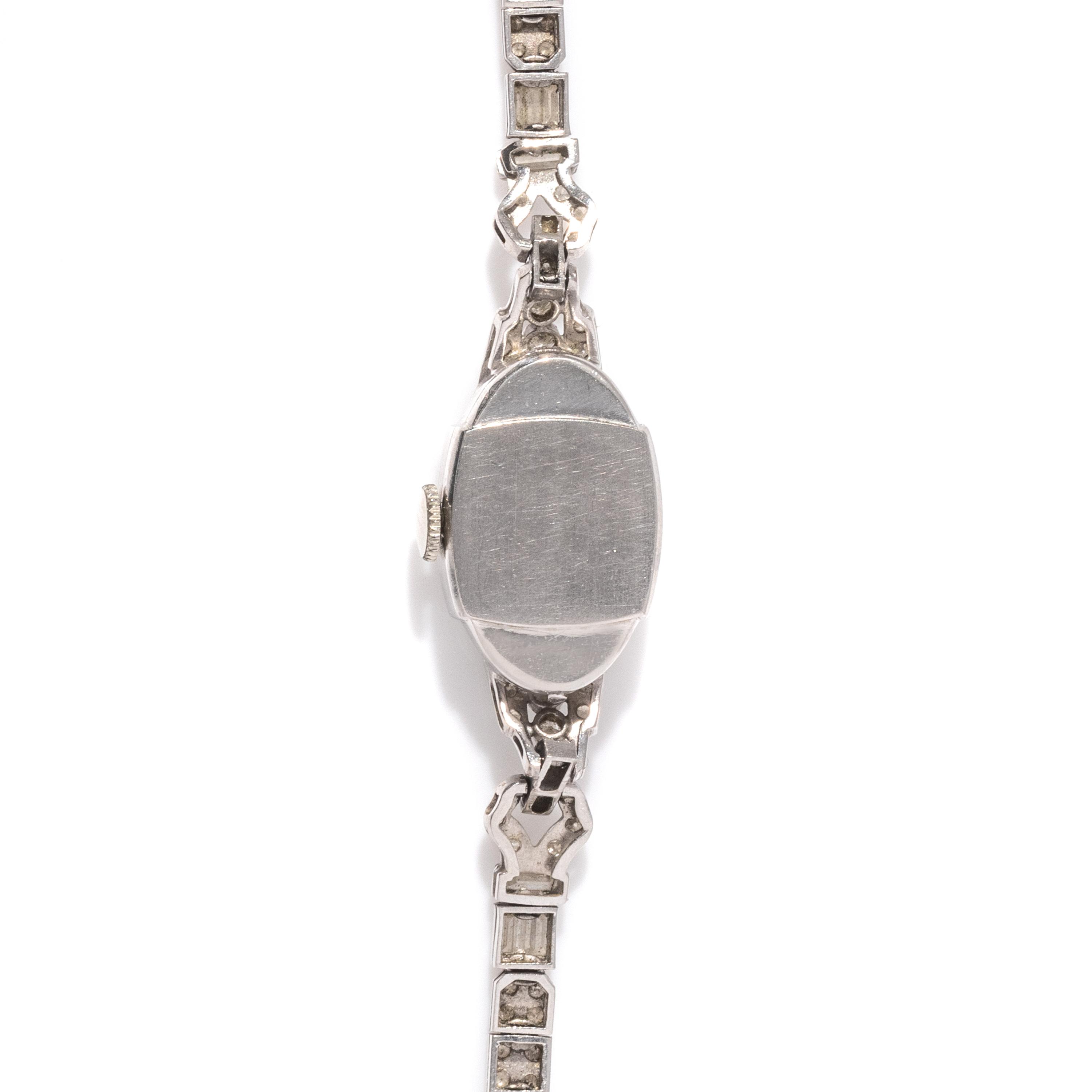 HAMILTON, PLATINUM AND DIAMOND WATCH