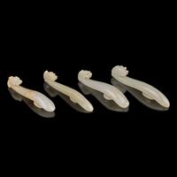Four Pale Celadon Jade "Dragon" Belthooks, Qing Dynasty 清 青玉龍鉤四件