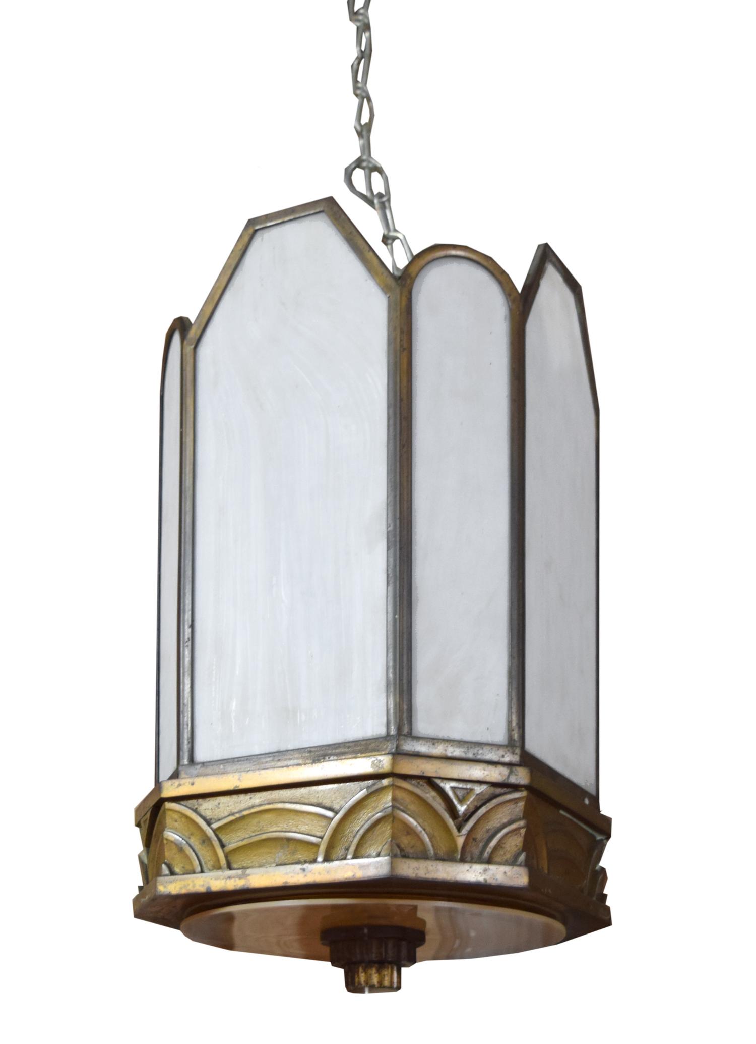 A Pair of Art Deco Bronze Chandeliers 11" W x 11" D x 30.5" H — United States, Circa 1920